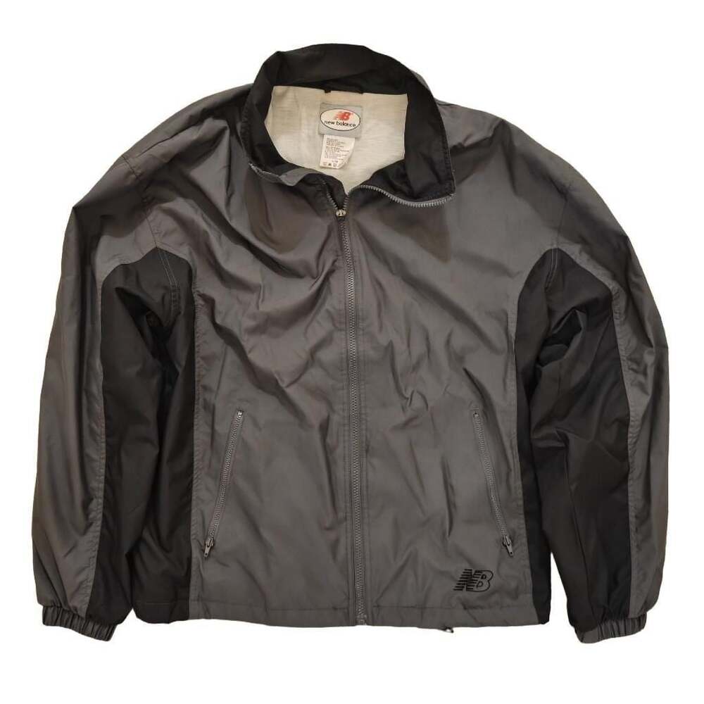 New Balance Vintage Two-Tone Gray and Black Full Zip Windbreaker Jacket Sz Large
